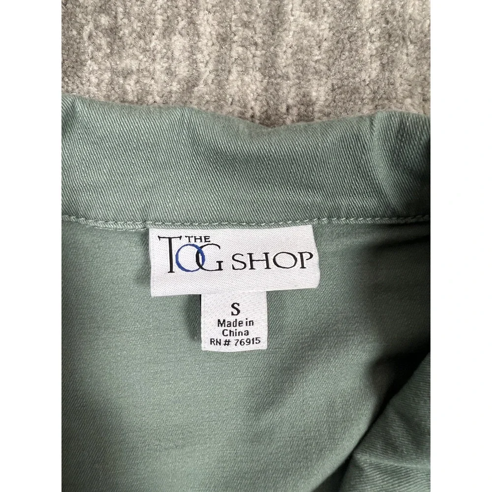 The Tog Shop Jacket Womens S Sage Green Button Front Cotton Stretch Utility Coat
